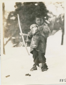 Image of Nascopie Indian [Innu] boy with bow and arrow